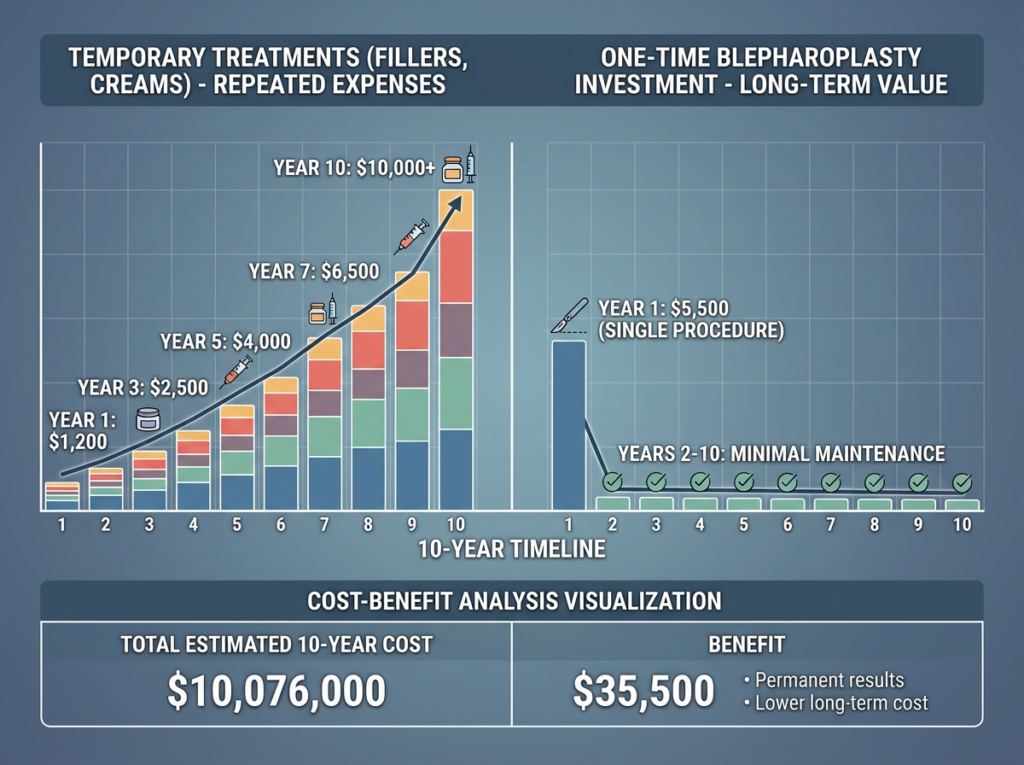 Comprehensive cost breakdown of blepharoplasty investment including all associated fees in Bakersfield