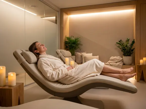 Patient relaxing during comfortable perioral line treatment at Modern Aesthetic Institute