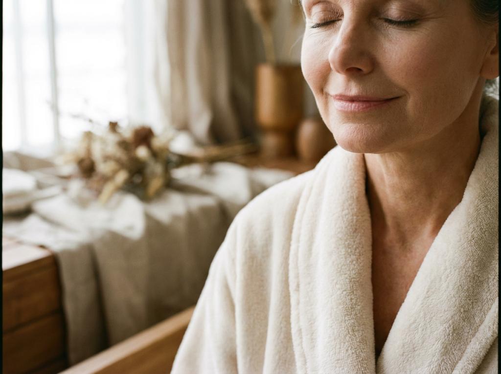 Peaceful facial expression showing perioral area where combination Botox and filler treatment creates smoothing