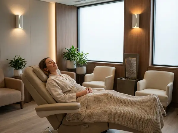 Patient relaxing during comfortable dermal filler treatment for lower face at Modern Aesthetic Institute