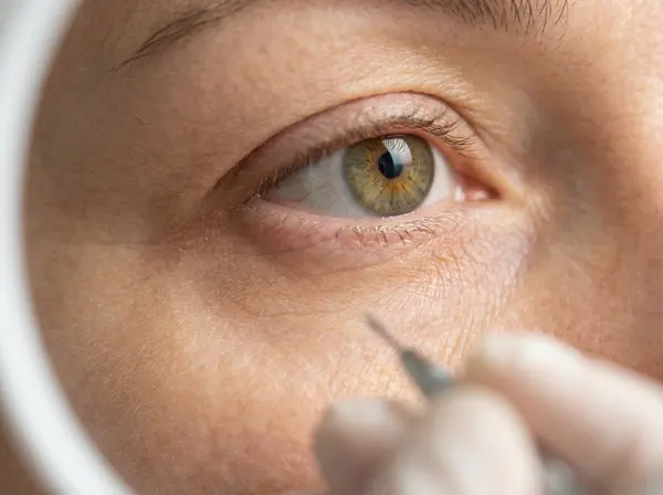 Close-up of under-eye area showing natural tear trough anatomy before dermal filler consultation
