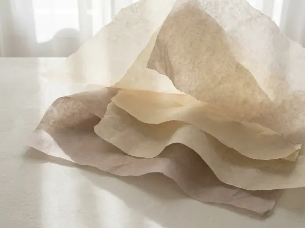 Layered tissue paper representing skin depth and filler placement precision for preventing Tyndall effect in tear trough treatment