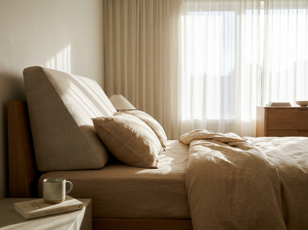 Elevated sleep position setup for reducing overnight fluid accumulation in malar bags