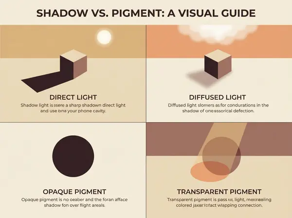 Visual demonstration of four dark circle types: shadowing, pigmented, vascular, and mixed causes